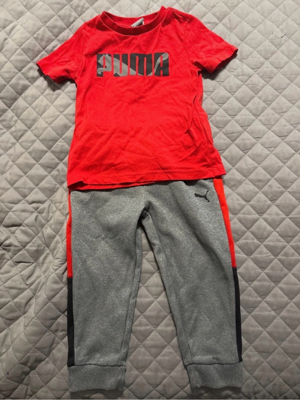 PUMA Kids' Red & Gray Jogger Pants - Athletic Bottoms